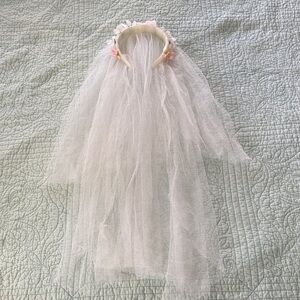White Floral Veil Headband
